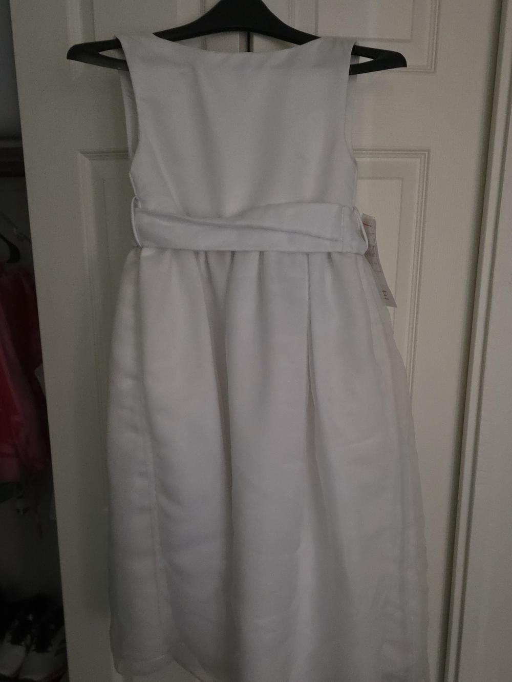 Strasburg White Satin Sleeveless Formal Girls' Dress